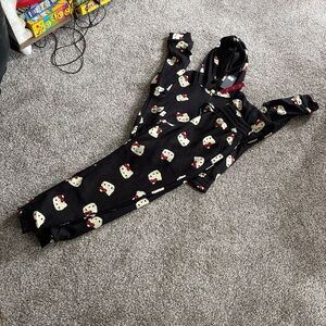 Black Hoodie and Pants Set with Fun Print